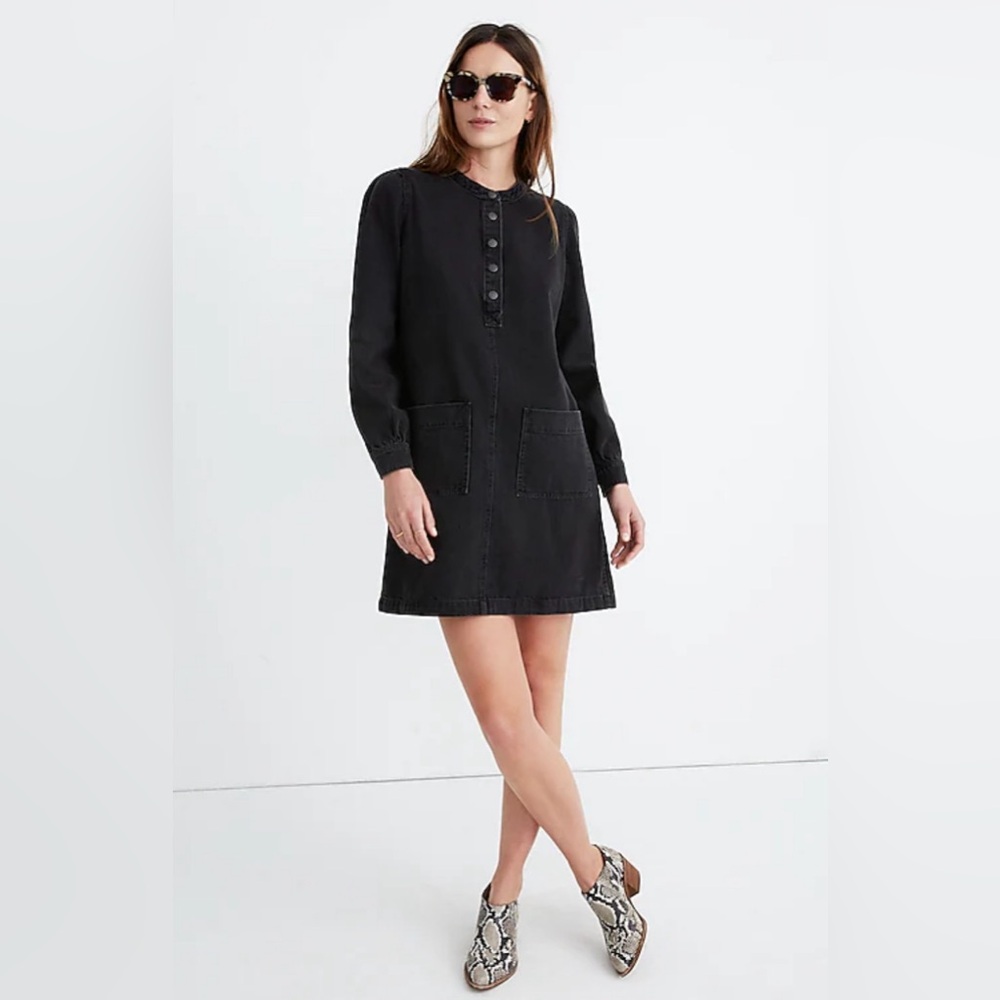 Madewell Denim Patch-Pocket Popover Shirtdress (Small)